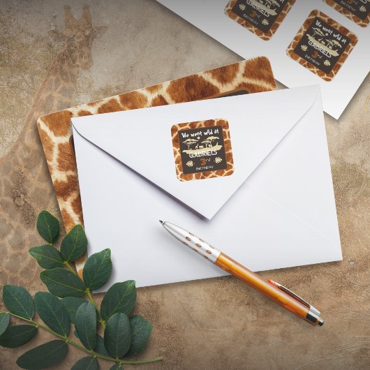 Autocollant d'anniversaire girafe à motif animal