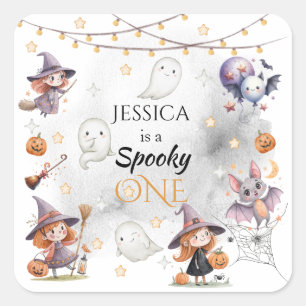 Autocollant d'anniversaire Halloween Spooky One av