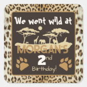 Autocollant d'anniversaire imprimé léopard animal (Devant)