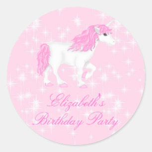 Autocollant d'anniversaire Licorne Étincelle Rose