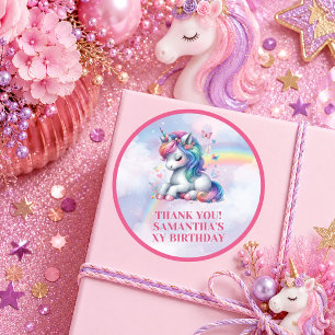 Autocollant d'anniversaire Licorne Pastel Magique