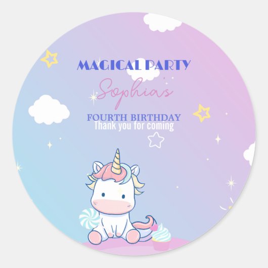 Autocollant d'anniversaire Licorne Starlight (Devant)