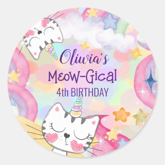 Autocollant d'anniversaire Meow-gical caticorn (Devant)