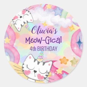 Autocollant d'anniversaire Meow-gical caticorn