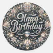 Autocollant d'anniversaire noir étincelant (Devant)