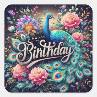 Autocollant d'anniversaire : paon Design