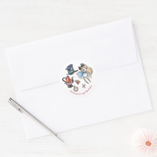 Autocollant d'anniversaire pour une fête de thé ad (Enveloppe)
