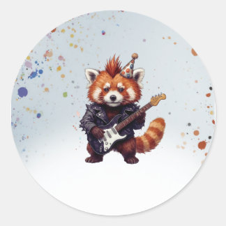 Autocollant d'anniversaire Red Panda Rocker