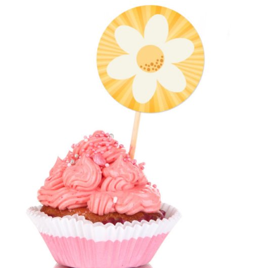 Autocollant d'anniversaire Rétro Fleur Jaune | Lit