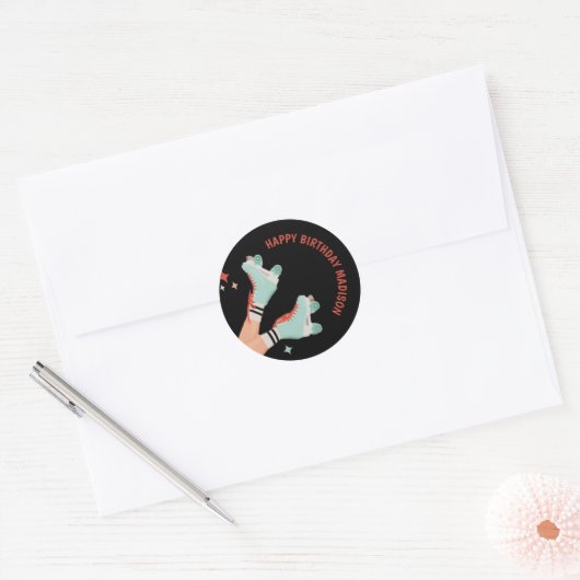 Autocollant d'anniversaire Retro Roller (Enveloppe)