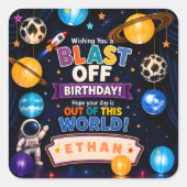 Autocollant d'anniversaire spatial Blast Off pour (Devant)