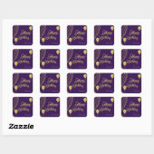 Autocollant d'anniversaire violet et or heureux (Feuille)