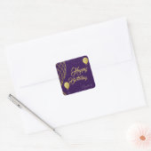 Autocollant d'anniversaire violet et or heureux (Enveloppe)