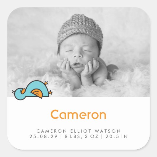 Autocollant d'annonce de naissance de bébé caneton (Devant)