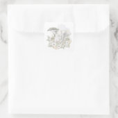 Autocollant d'aquarelle Eléphant & Fleurs blanches (Sac)