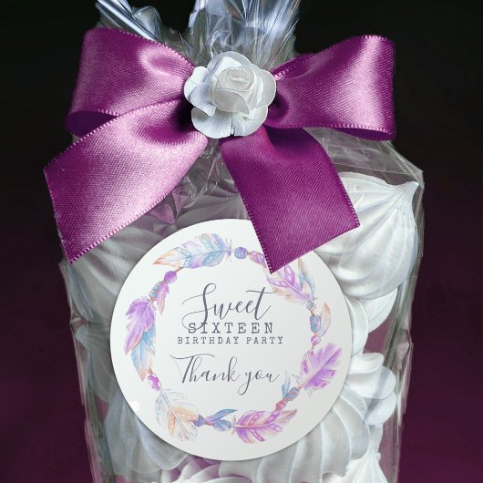 autocollant d'aquarelle sweet sixteen