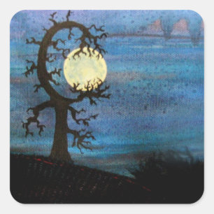 Autocollant d'arbre de lune