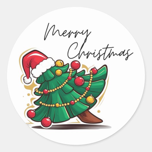 autocollant d'arbre de Noël joyeux (Devant)
