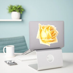Autocollant d'art à fleurs de rose jaune