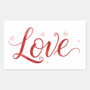Autocollant d'art avec lettrage d'amour rouge et c