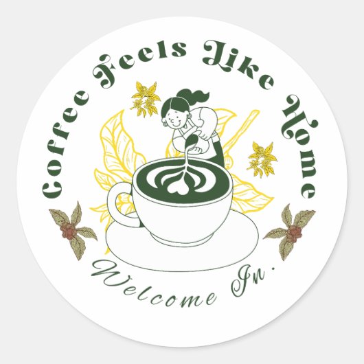 Autocollant d'art de latte 'Le café, c'est comme c (Devant)