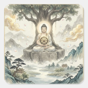 Autocollant d'art de méditation de Gautam Bouddh -