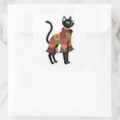 Autocollant d'art folklorique félin Boho Patchwork (Sac)