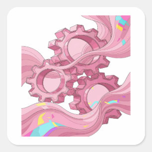 Autocollant d'art Rose Brillant ENGRAGES ET VAGUES