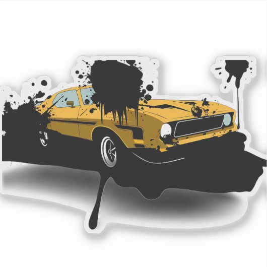 Autocollant d'art urbain voiture jaune (Devant)