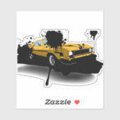 Autocollant d'art urbain voiture jaune (Feuille)