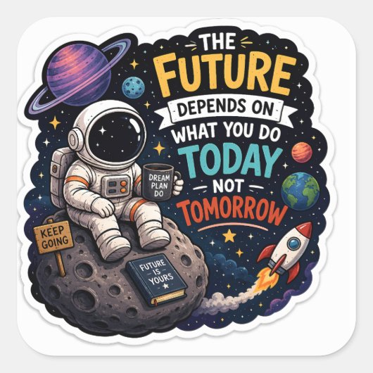 Autocollant d'astronaute motivant  (Devant)