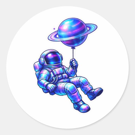Autocollant d'astronaute spatial holographique fut (Devant)