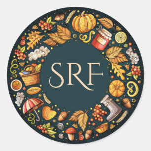 Autocollant d'automne de monogramme