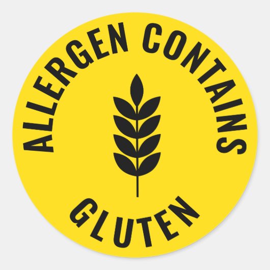 Autocollant d'avertissement Contient du Gluten All (Devant)