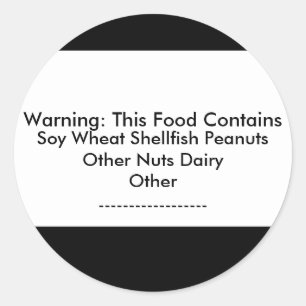 Autocollant d'avertissement d'allergie alimentaire