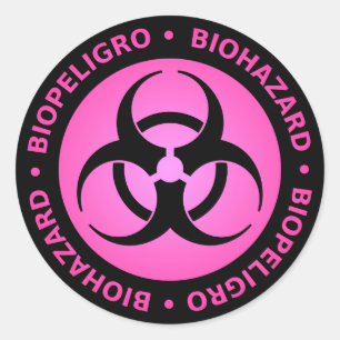Autocollant d'avertissement de Biohazard rose