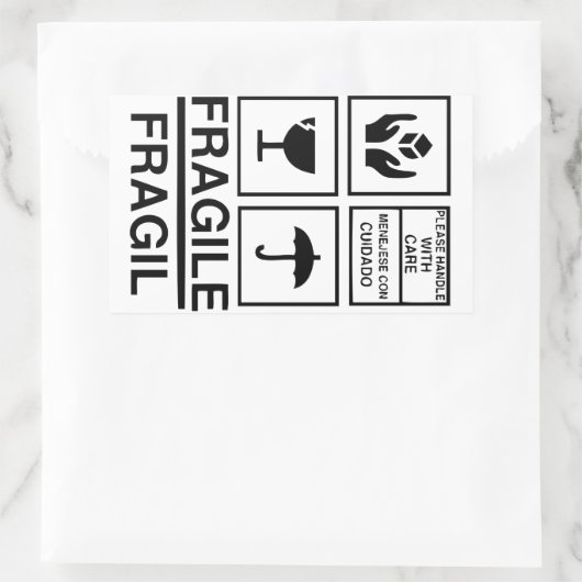 Autocollant d'avertissement fragile (Sac)