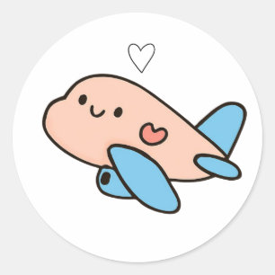 Autocollant d'avion bébé mignon Cœur d'avion Kaw