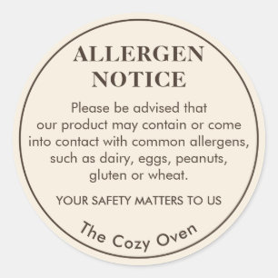 Autocollant d'avis d'allergène de boulangerie pers