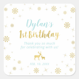 Autocollant de 1er anniversaire en or personnalisé