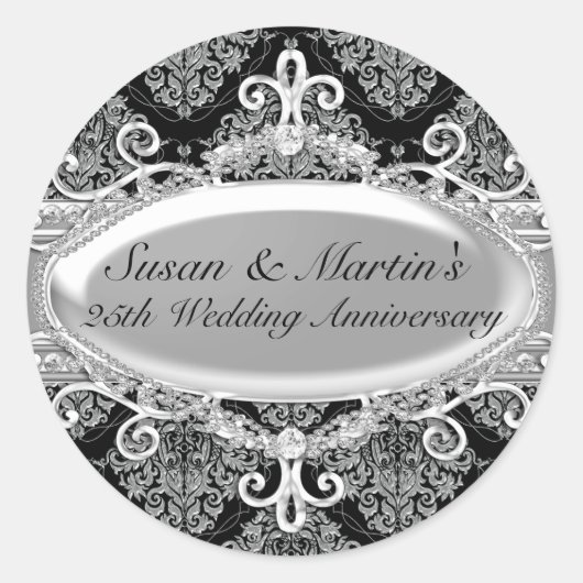 Autocollant de 25e anniversaire de mariage en Dama (Devant)