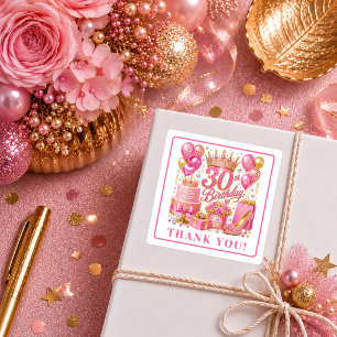 Autocollant de 30e anniversaire moderne or et rose