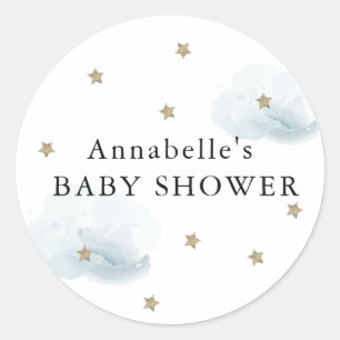 Autocollant de Baby Shower avec Étoiles Dorées et 