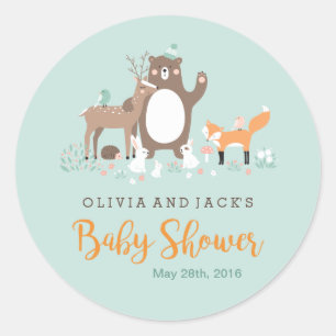 Autocollant de Baby Shower avec Menthe et Orange d