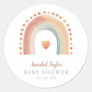 Autocollant de Baby Shower Bohème Arc-en-ciel – Ro