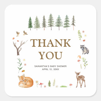 Autocollant de Baby Shower Bohème de Forêt de Bois