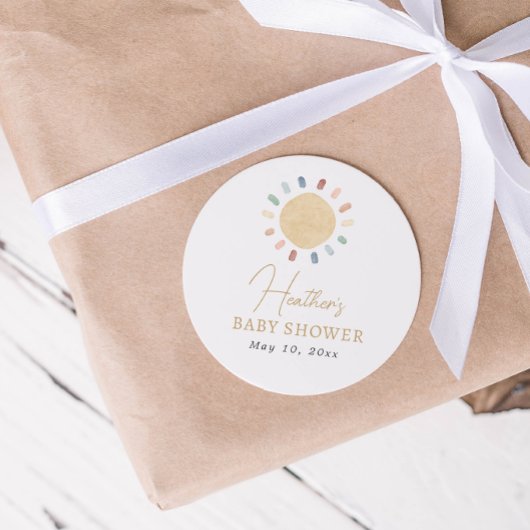 Autocollant de Baby Shower Boho Sun