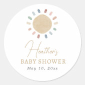 Autocollant de Baby Shower Boho Sun (Devant)