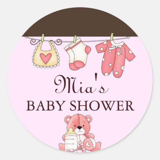 Autocollant de Baby Shower Chic Clothesline (Devant)