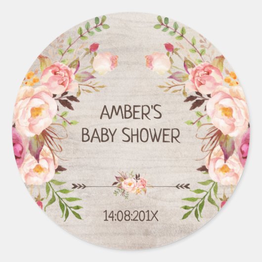 Autocollant de Baby shower de Boho Floral Watercol (Devant)